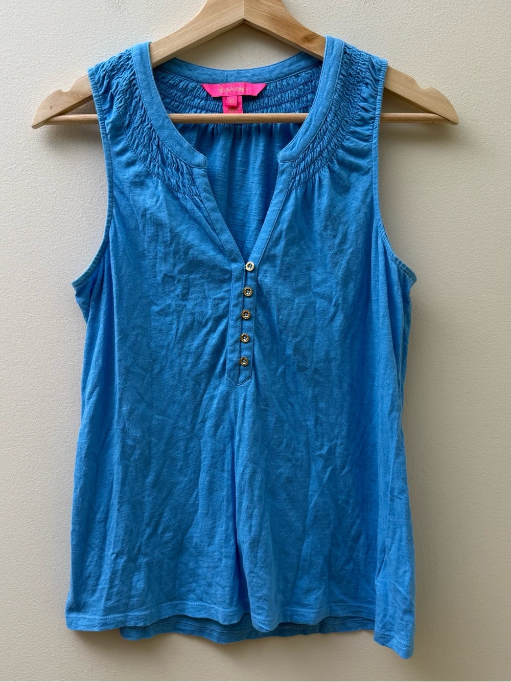 Lilly Pulitzer Bright Blue Sleeveless Henley Tank